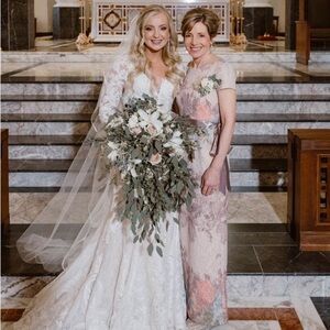 Adrianna Papell Blush Pink Dress Full Length Mother of Bride Wedding Formal